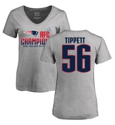 Women's Nike New England Patriots #56 Andre Tippett Heather Gray 2017 AFC Champions V-Neck T-Shirt