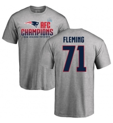 Nike New England Patriots #71 Cameron Fleming Heather Gray 2017 AFC Champions V-Neck T-Shirt