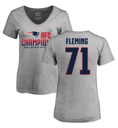 Women's Nike New England Patriots #71 Cameron Fleming Heather Gray 2017 AFC Champions V-Neck T-Shirt