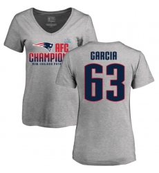 Women's Nike New England Patriots #63 Antonio Garcia Heather Gray 2017 AFC Champions V-Neck T-Shirt