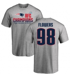 Nike New England Patriots #98 Trey Flowers Heather Gray 2017 AFC Champions V-Neck T-Shirt
