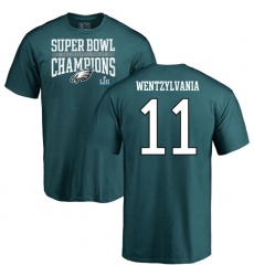 Nike Philadelphia Eagles #11 Carson Wentz Green Wentzylvania Super Bowl LII Champions T-Shirt