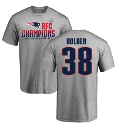 Nike New England Patriots #38 Brandon Bolden Heather Gray 2017 AFC Champions V-Neck T-Shirt