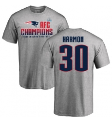 Nike New England Patriots #30 Duron Harmon Heather Gray 2017 AFC Champions V-Neck T-Shirt