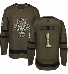 Men's Adidas Florida Panthers #1 Roberto Luongo Premier Green Salute to Service NHL Jersey