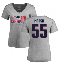 Women's Nike New England Patriots #55 Cassius Marsh Heather Gray 2017 AFC Champions V-Neck T-Shirt