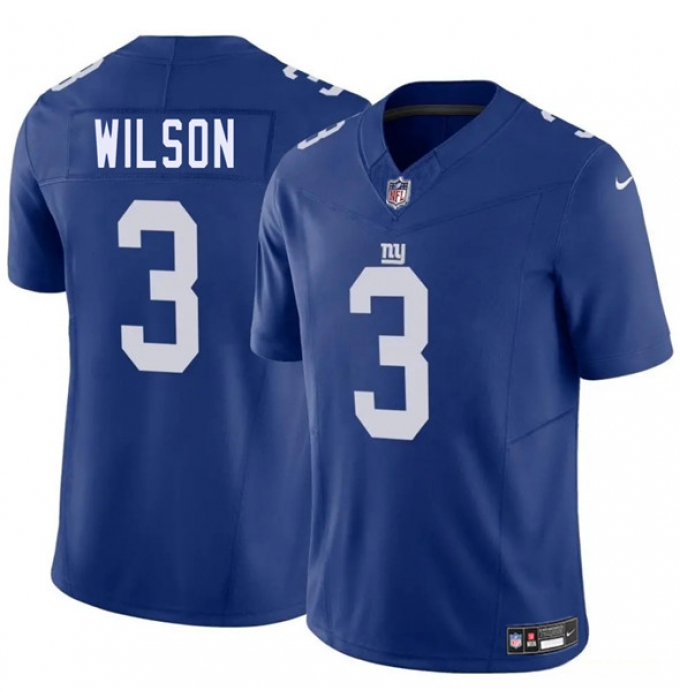 Men's New York Giants #3 Russell Wilson Blue 2025 F.U.S.E. Vapor Untouchable Limited Football Stitched Jersey