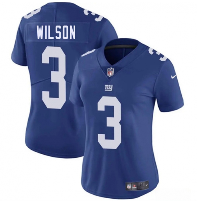 Women's New York Giants #3 Russell Wilson Blue 2025 Vapor Untouchable Limited Stitched Jersey(Run Small)