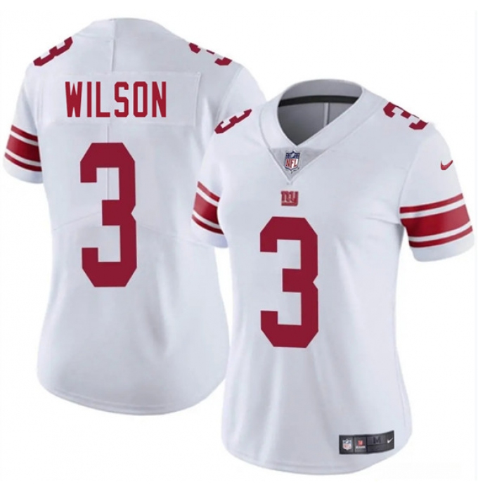 Women's New York Giants #3 Russell Wilson White 2025 Vapor Untouchable Limited Stitched Jersey(Run Small)