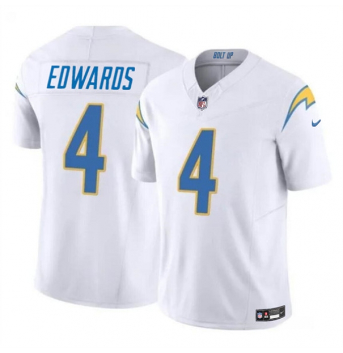 Men's Los Angeles Chargers #4 Gus Edwards White 2024 F.U.S.E. Vapor Limited Football Stitched Jersey
