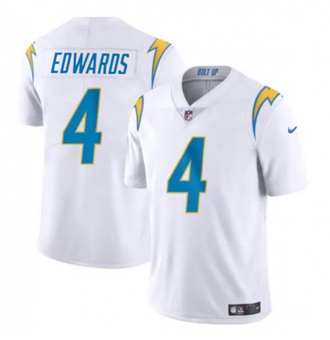 Men's Los Angeles Chargers #4 Gus Edwards White Vapor Limited Football Stitched Jersey