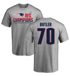 Nike New England Patriots #70 Adam Butler Heather Gray 2017 AFC Champions V-Neck T-Shirt