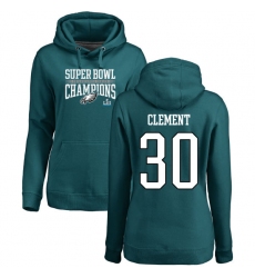 Women's Nike Philadelphia Eagles #30 Corey Clement Green Super Bowl LII Champions Pullover Hoodie