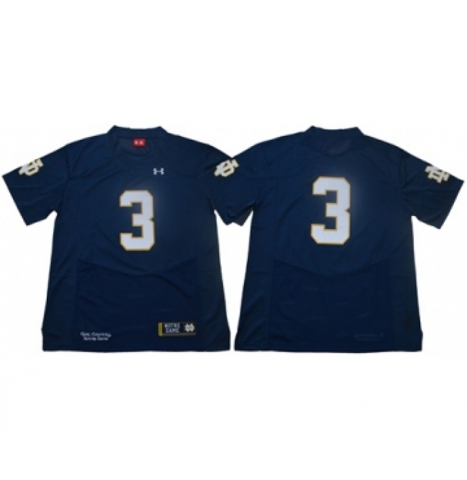 Fighting Irish #3 Joe Montana Navy Blue Limited Stitched NCAA Jersey