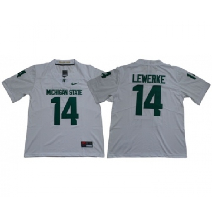 Spartans #14 Brian Lewerke White Limited Stitched NCAA Jersey