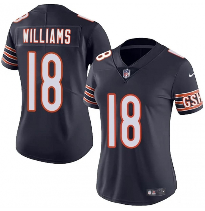 Women's Chicago Bears #18 Caleb Williams Navy 2024 Draft Vapor Football Stitched Jersey