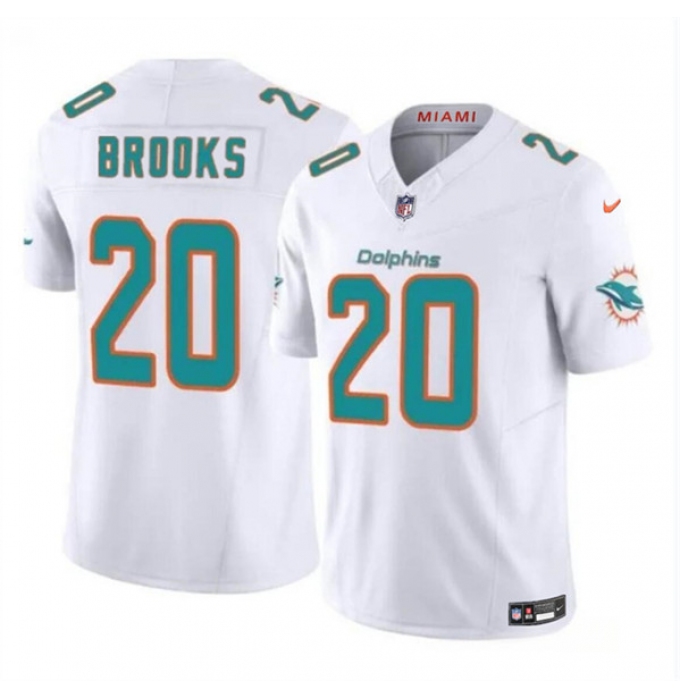 Men's Miami Dolphins #20 Jordyn Brooks White 2024 F.U.S.E Vapor Limited Football Stitched Jersey