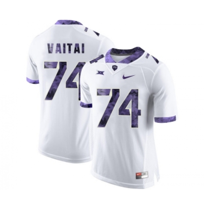 TCU Horned Frogs 74 Halapoulivaati Vaitai White Print College Football Limited Jersey2