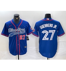 Mens Toronto Blue Jays #27 Vladimir Guerrero Jr Blue Cool Base Stitched Baseball Jersey
