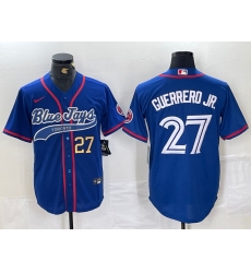 Men's Toronto Blue Jays #27 Vladimir Guerrero Jr Blue Cool Base Stitched Baseball Jerseys