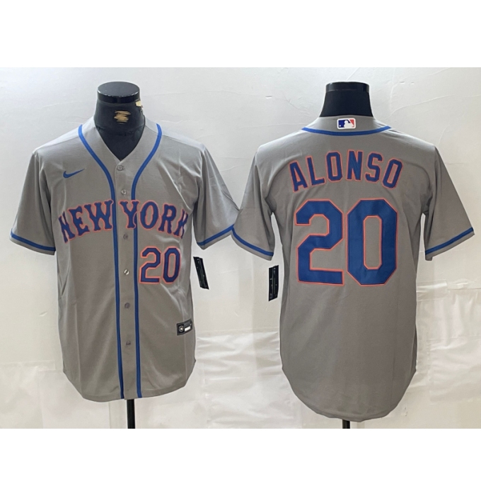 Men's New York Mets #20 Pete Alonso Grey Stitched Baseball Jersey
