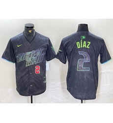 Men's Tampa Bay Rays #2 Yandy Diaz Number Charcoal 2024 City Connect Limited Stitched Jerseys