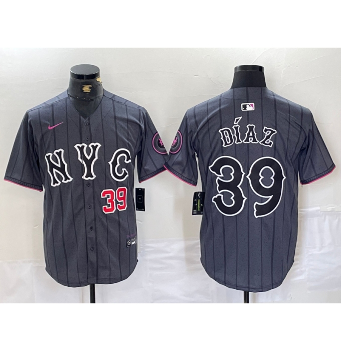 Men's New York Mets #39 Edwin Diaz Gray 2024 City Connect Cool Base Jerseys