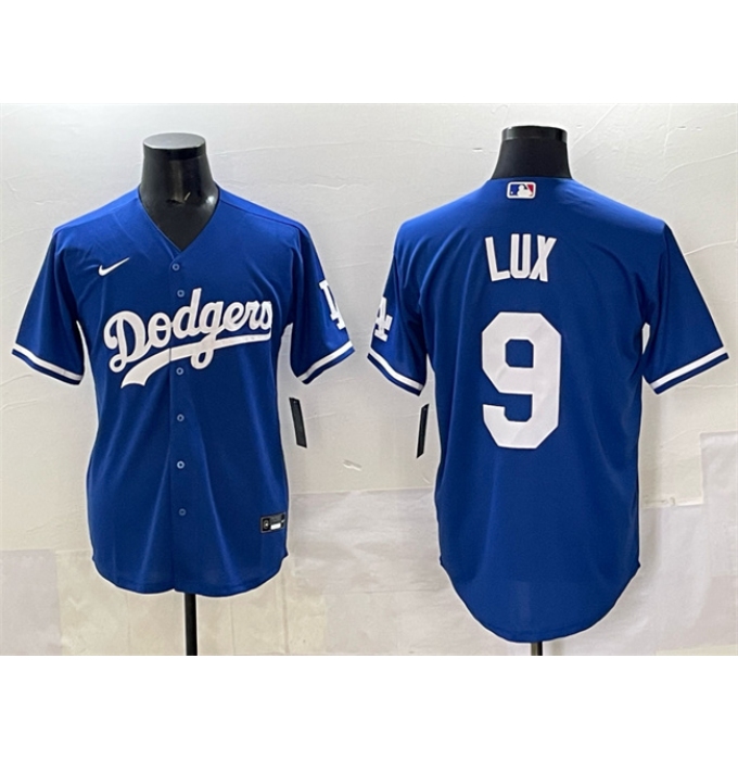 Men's Los Angeles Dodgers #9 Gavin Lux Blue Cool Base Stitched Baseball Jersey