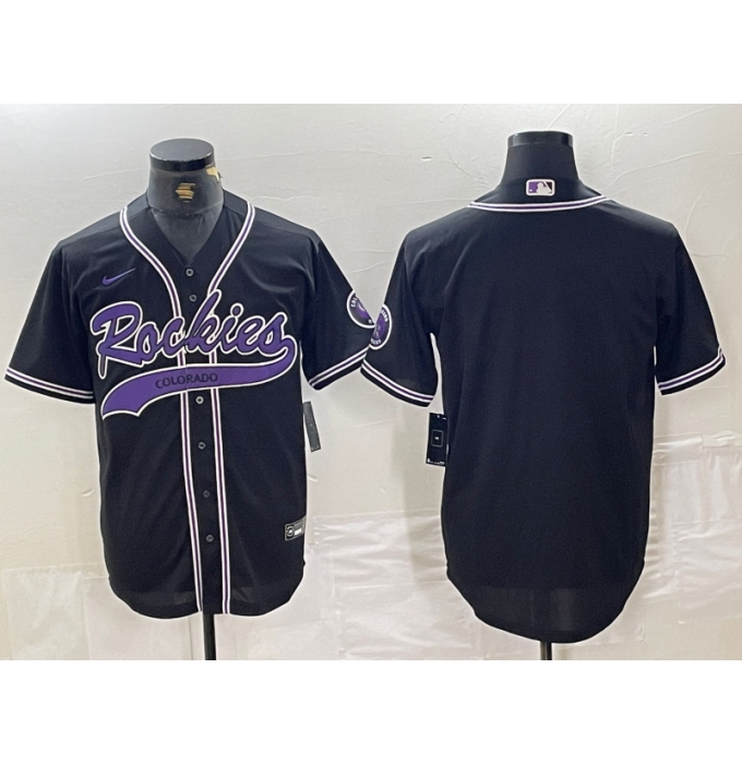 Men's Colorado Rockies Blank Black With Cool Base Stitched Baseball Jersey