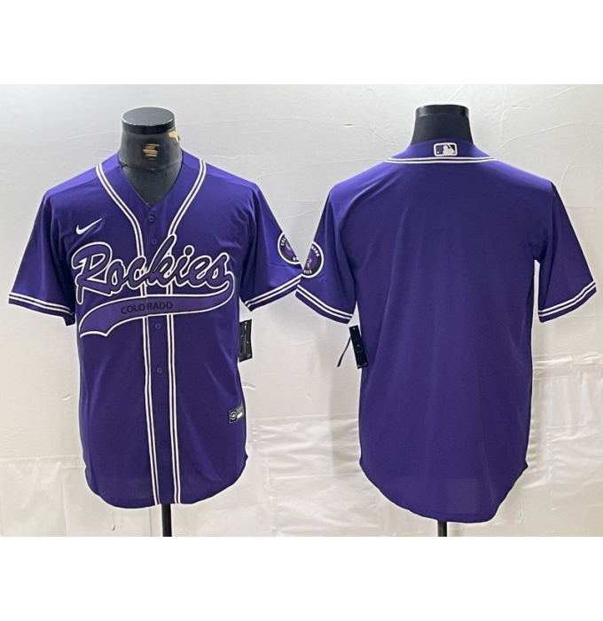 Men's Colorado Rockies Blank Purple With Cool Base Stitched Baseball Jersey