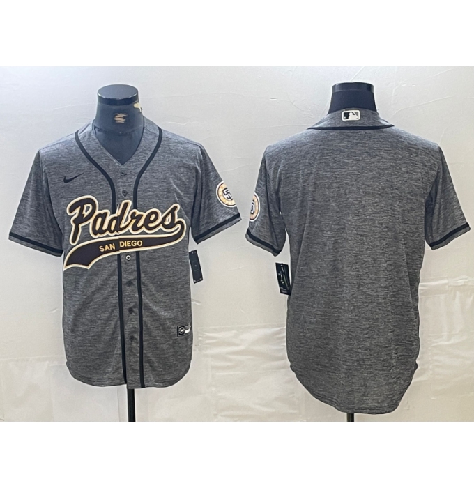Men's San Diego Padres Blank Grey Gridiron Cool Base Stitched Baseball Jersey