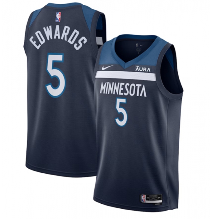 Men's Minnesota Timberwolves #5 Anthony Edwards Navy Icon Edition Stitched Jersey