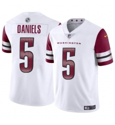 Men's Washington Commanders #5 Jayden Daniels White 2024 Draft Vapor Limited Football Stitched Jersey