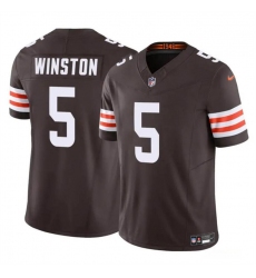 Men's Cleveland Browns #5 Jameis Winston Brown 2023 F.U.S.E Vapor Limited Football Stitched Jersey
