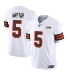 Men's Cleveland Browns #5 Jameis Winston White 1946 Collection Vapor Limited Football Stitched Jersey