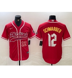 Men's Philadelphia Phillies #12 Kyle Schwarber Red 2024 City Connect Limited Stitched Jerseys