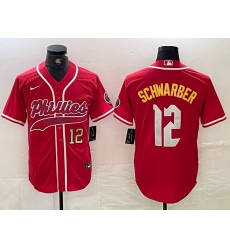 Mens Philadelphia Phillies #12 Kyle Schwarber Red 2024 City Connect Stitched Jersey