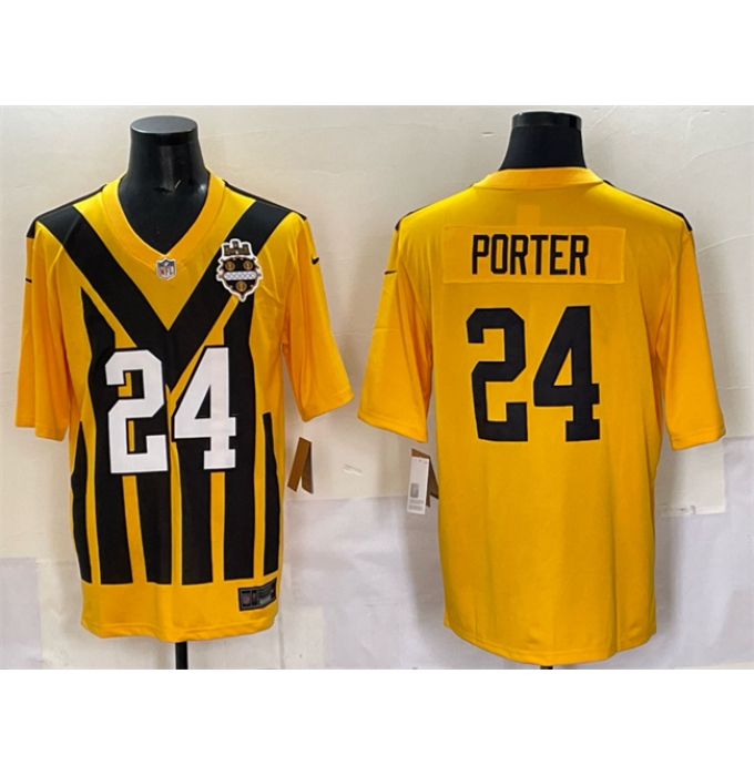 Men's Pittsburgh Steelers #24 Joey Porter Jr. Gold 1933 Throwback Alternate Football Stitched Game Jersey