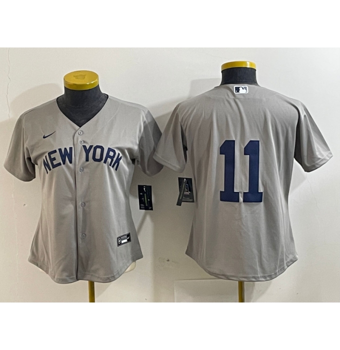 Women's New York Yankees #11 Anthony Volpe 2021 Grey Field of Dreams Cool Base Stitched Jersey