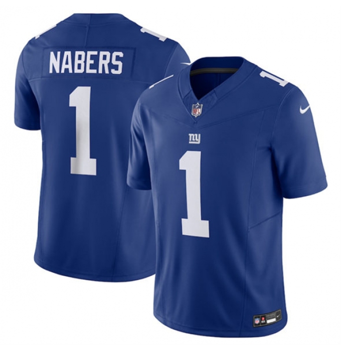 Men's New York Giants #1 Malik Nabers Blue 2024 Draft F.U.S.E. Vapor Untouchable Limited Football Stitched Jersey
