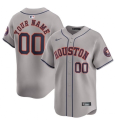 Men's Houston Astros Customized Gray 2024 Away Limited Stitched Baseball Jersey