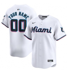 Men's Miami Marlins Customized White 2024 Home Limited Stitched Baseball Jersey