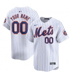 Men's New York Mets Active Player Cutsom 2024 White Home Limited Stitched Baseball Jersey