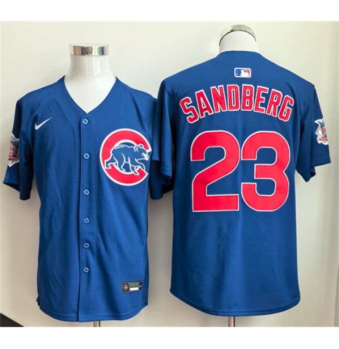 Men's Chicago Cubs #23 Ryne Sandberg Royal Limited Stitched Baseball Jersey