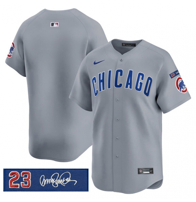 Men's Chicago Cubs Blank Gray 'Ryne Sandberg Tribute' Vapor Limited V3 Stitched Baseball Jersey