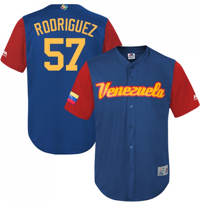 Men's Venezuela Baseball Majestic #57 Francisco Rodriguez Royal Blue 2017 World Baseball Classic Replica Team Jersey