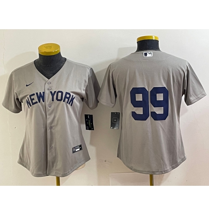 Women's New York Yankees #99 Aaron Judge 2021 Grey Field of Dreams Cool Base Stitched Jersey