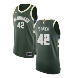 Men's Nike Milwaukee Bucks #42 Vin Baker Authentic Green Road NBA Jersey - Icon Edition