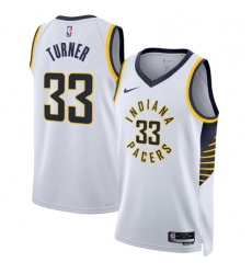 Men's Indiana Pacers #33 Myles Turner White Association Edition Stitched Basketball Jersey