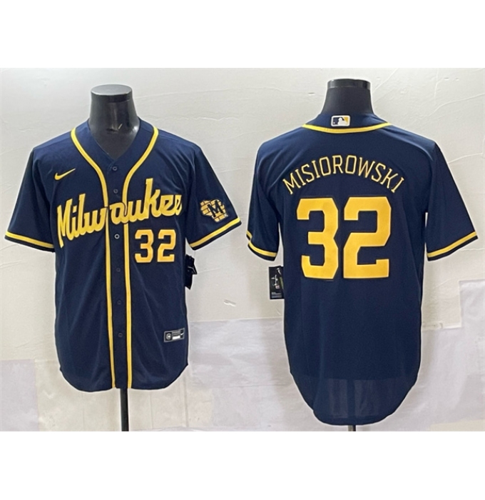 Men's Milwaukee Brewers #32 Jacob Misiorowski Navy 2025 With Stitched Jersey
